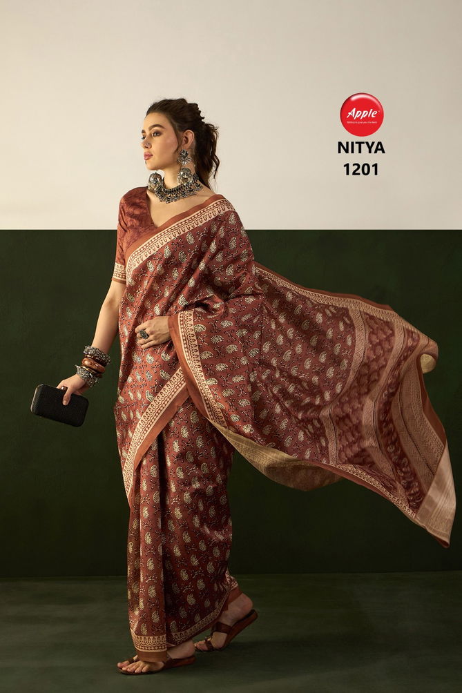 Nitya Silk 12 By Apple Daily Wear Printed Bhagalpuri Silk Sarees Wholesale Price In Sarees
